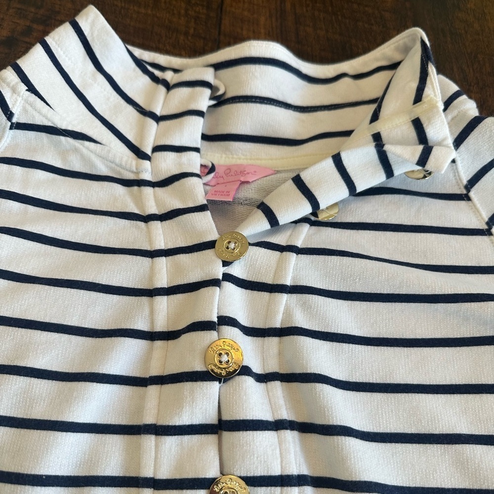 Lilly Pulitzer White and Navy Striped Pullover Top - Picture 4 of 10